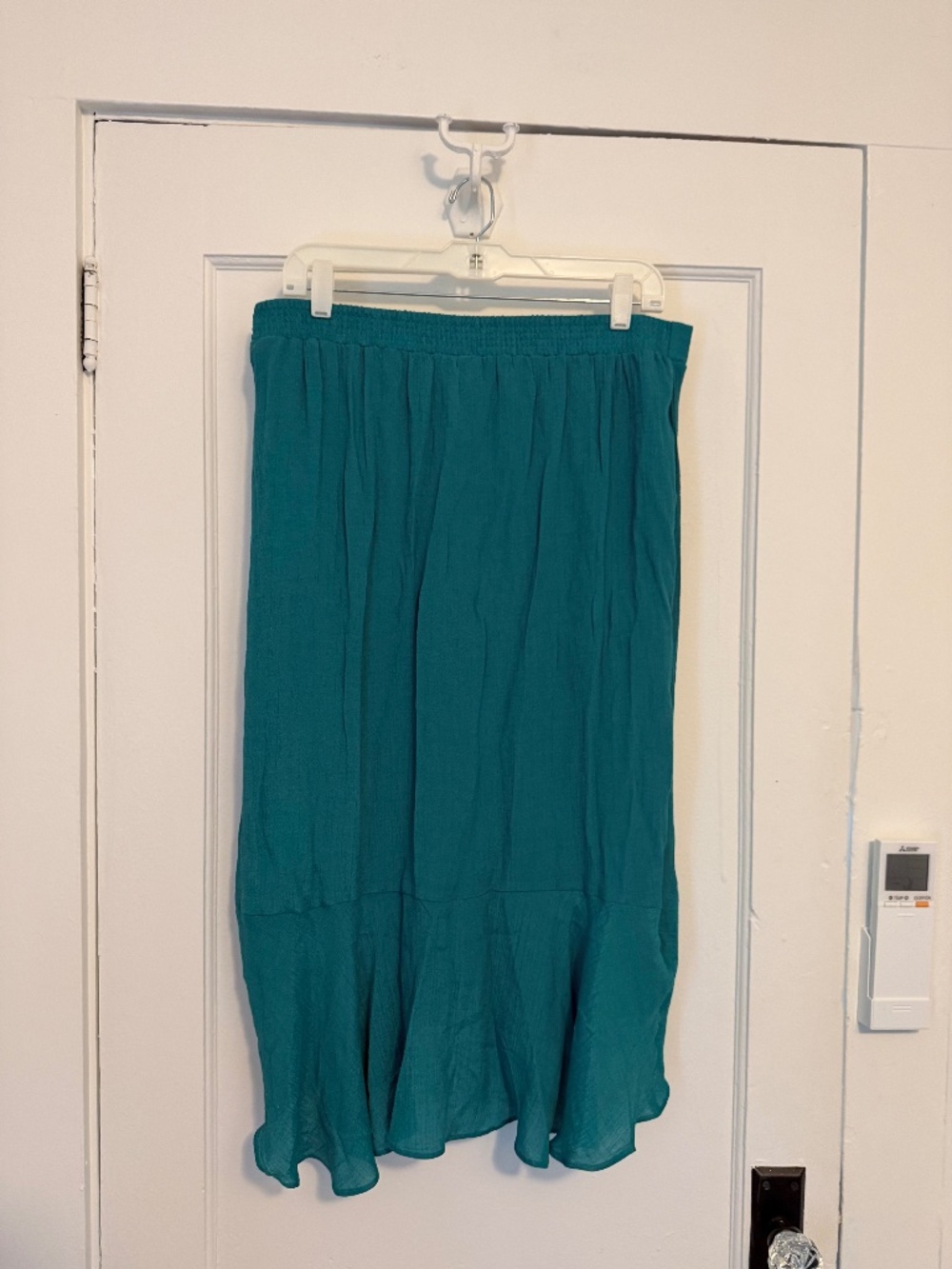 Teal Midi Skirt Sz Large Blue Vacation Boho
